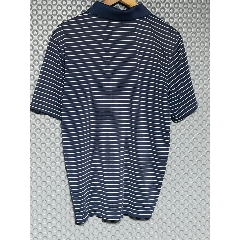 The North Face Mesh Polo Shirt Mens L Navy Blue Striped Coolmax 1/4Zip Excellent
